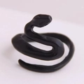 Vintage style black snake wrap open ring in antique silver finish for a punk look - Adjustable Open / Style 15 (Black Snake Glossy)