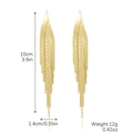 Long gold chain fringe earrings with rhinestone accents and 10cm elegant drop design - Gold Pointed Wide Wire Chain