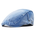 Classic washed light blue denim baseball cap with adjustable metal buckle on side - Sky Blue Denim