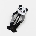 Cute black metal panda hair clip with colorful cartoon blush details for kids - New Panda