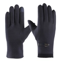 Navy blue winter thermal gloves for men and women with touchscreen pads and ribbed cuffs - Men's Buckle Style - Rabbit Hair Blue