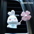 Cute white bunny car air vent clip with pink heart propeller fan on dashboard - White Rabbit