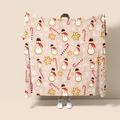 Detalle de la manta de franela de muñeco de nieve con textura suave y motivos navideños - Estilo 39 (Muñeco de nieve rosa claro de Navidad)