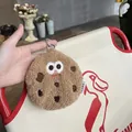 Porte-monnaie en peluche forme biscuit avec visage brodé et mousqueton argenté - Style Biscuit Digesté Café Clair