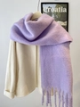 Soft light purple mohair winter scarf with fringe details on a white coat hanger - Purple