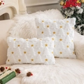 Fodere per cuscini natalizi bianchi con stelle dorate e trama di alberi morbidi - 30*50cm Senza Anima / Albero Bianco e Stelle