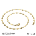 Golden stainless steel heart-shaped chain necklace with 500x5mm links and lobster clasp - Gold Color (KN38605-Z)