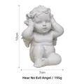 Witte engel sculptuur die oren bedekt Symbool voor Niets Horen hoogte 10cm - Retro Mollige Engel - Hoor geen kwaad