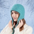 Gorro de punto de lana azul lago con protección para los oídos para calidez invernal - Verde