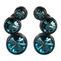 Boucles d'oreilles en acier noir avec trois cristaux bleus et finition polie - 16G-6mm-Oreille Gauche / Base Noire - Zircon Bleu Clair