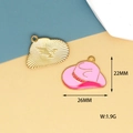 Detailed size view of pink enamel cowboy hat charm and golden cloud pendant accessory - 5 Pink Cowboy Hat