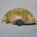 Golden Kung Fu fan with black bamboo ribs, 33cm laser folding fan for performance - 33CM / Textured Gold (Black Bone)