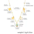 18k gold plated stainless steel necklace with blue enamel heart and bell charms - Gold Light Green Bell Necklace (TXP287)