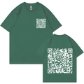 Dark green cotton QR code t-shirt with large back graphic and small chest print - Dark Green