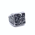 Detailed relief of skull and snake design on a vintage gothic titanium steel ring - US 9 / Octopus Skeleton