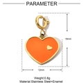 Detail showing 18x12mm orange enamel heart pendant dimensions and stainless steel material - Orange Heart Pendant