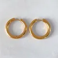 Classic 18K gold plated stainless steel hoop earrings for women, 26mm x 4mm size - Gold (NE93148)
