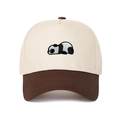 Two-tone baseball cap in beige and brown with panda embroidery and trucker style - Adjustable / Coffee
