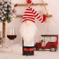 Funda navideña de gnomo para botella de vino con gorro de punto de rayas rojas y blancas - Estilo Rayas Rojas Y Blancas