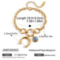 Golden stainless steel horseshoe charm bracelet with blue gemstone pendant for women - Horseshoe Blue Gemstone Bracelet (JDB0306065)