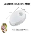Detailed oval silicone mold for resin candle holders with dimensions and flower casting example - Ellipse