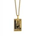 Golden Tarot Card necklace featuring The High Priestess rectangular pendant with chain - The High Priestess / Gold