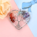 Dettaglio del ciondolo a cuore Albero della Vita con scaglie di pietre naturali colorate - 5cm Cuore Argento