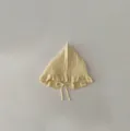 Beige baby knit bonnet with pointed elf design and decorative ruffled brim edges - Cap circumference 40-48cm, suitable for 3-18 months / Pointed Lace Milk White