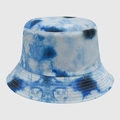 Cappello a secchiello in cotone tie-dye blu e bianco con stampa graffiti per il sole - M (56-58cm) / Tie-Dye Blu Chiaro Bianco (14)