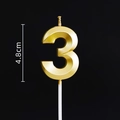 Detailed view of golden number 3 birthday candle with 4.8cm height and matte metallic finish - Gold Number 3