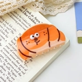 Acrylic orange dachshund dog hair claw clip on book with lace fabric detail - Hot Dog