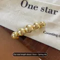 Minimalist golden metal spring hair clip with five polished beads, 7.8cm in length - Gold Round Ball Spring Clip