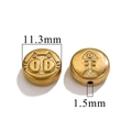 Golden stainless steel spacer beads featuring cat face and fishbone engraved patterns - Pig/Cat-Gold