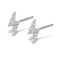 Funkelnde Blitz Ohrstecker aus S925 Sterlingsilber mit glänzenden Zirkonia Steinen - Silber