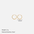 Orecchini a cerchio minimalisti in acciaio inossidabile dorato da 25mm con dimensioni - 25mm / Oro