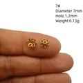 Calotte de fleur évidée dorée 7mm pour bijoux DIY avec trou 1,2mm et poids 0,13g - Design de Fleur à Six Pétales (7#)