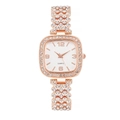 Montre carrée pour femme en or rose avec strass et bracelet articulé en X chic - Montre Unique Or Rose