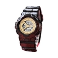 Kids digital sports watch with red and black comic graffiti strap and golden dial - Gold