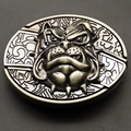 Vintage bronze bulldog belt buckle featuring high-detail embossed bulldog animal head - Bulldog