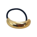 Minimalist punk style gold metal crescent hair tie with high elastic black band for women - Gold Single Bar Smooth Surface