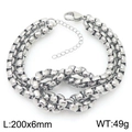 Bracciale a catena geometrica argento con chiusura a moschettone, 200x6mm e 49g - Bracciale Color Acciaio da 6mm (KB206185-Z)