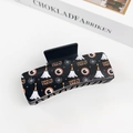 Gothic black square hair claw clip with Halloween pumpkin and Trick or Treat motifs - Halloween #3 - Rectangle