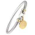 Bracciale a cavo bicolore con ciondolo medaglia San Benedetto in oro su sfondo bianco - Bicolore Oro Argento + Medaglia di San Benedetto
