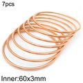 Set of 7 rose gold 3mm stainless steel stackable bangles with 60mm inner diameter - 7Pcs Set-Rose Gold (KB184144-KFC)