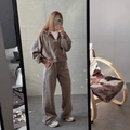Ensemble sweat à capuche gris délavé style urbain et pantalon de jogging large - S / gris foncé
