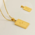 18K gold plated stainless steel necklace featuring a rectangular Mahasthamaprapta pendant - Horse / Mahasthamaprapta