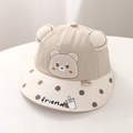 Détail du chapeau de soleil bébé avec oreilles d'ours 3D et bordure à pois marron - 50cm (1-3 ans) / Marron