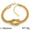 Bracciale multistrato in acciaio inossidabile dorato con nodo a croce e lunghezza 180mm - Bracciale Oro da 3mm (KB205992-Z)
