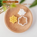 Mini snowflake cookie mold set for Christmas fondant with white stamp and yellow biscuit - Snowflake I
