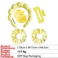 Bright yellow plush headband and spa wristband set with matte hair claw and scrunchies - 5# Tender Yellow Rectangular 6-Piece Set